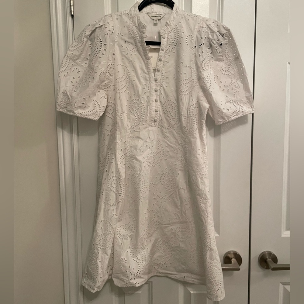 Club Monaco White Eyelet Dress Balloon Sleeve Size 10 NWT